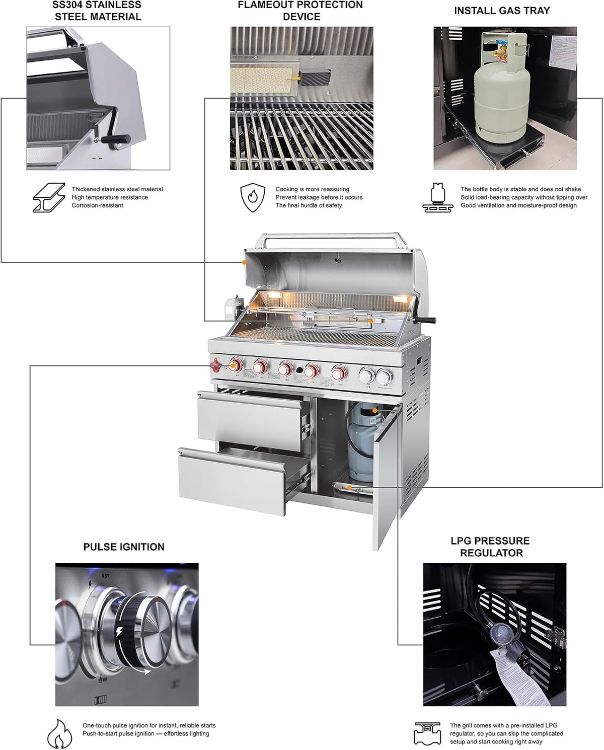 BAJINGGONG 82.5-inch silver outdoor kitchen image 3