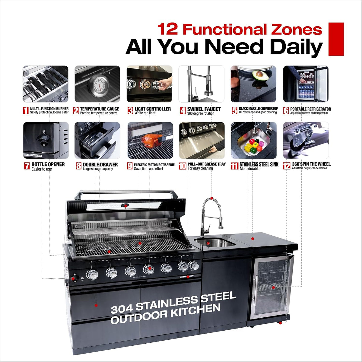 size-82 color-black BAJINGGONG outdoor kitchen image 4