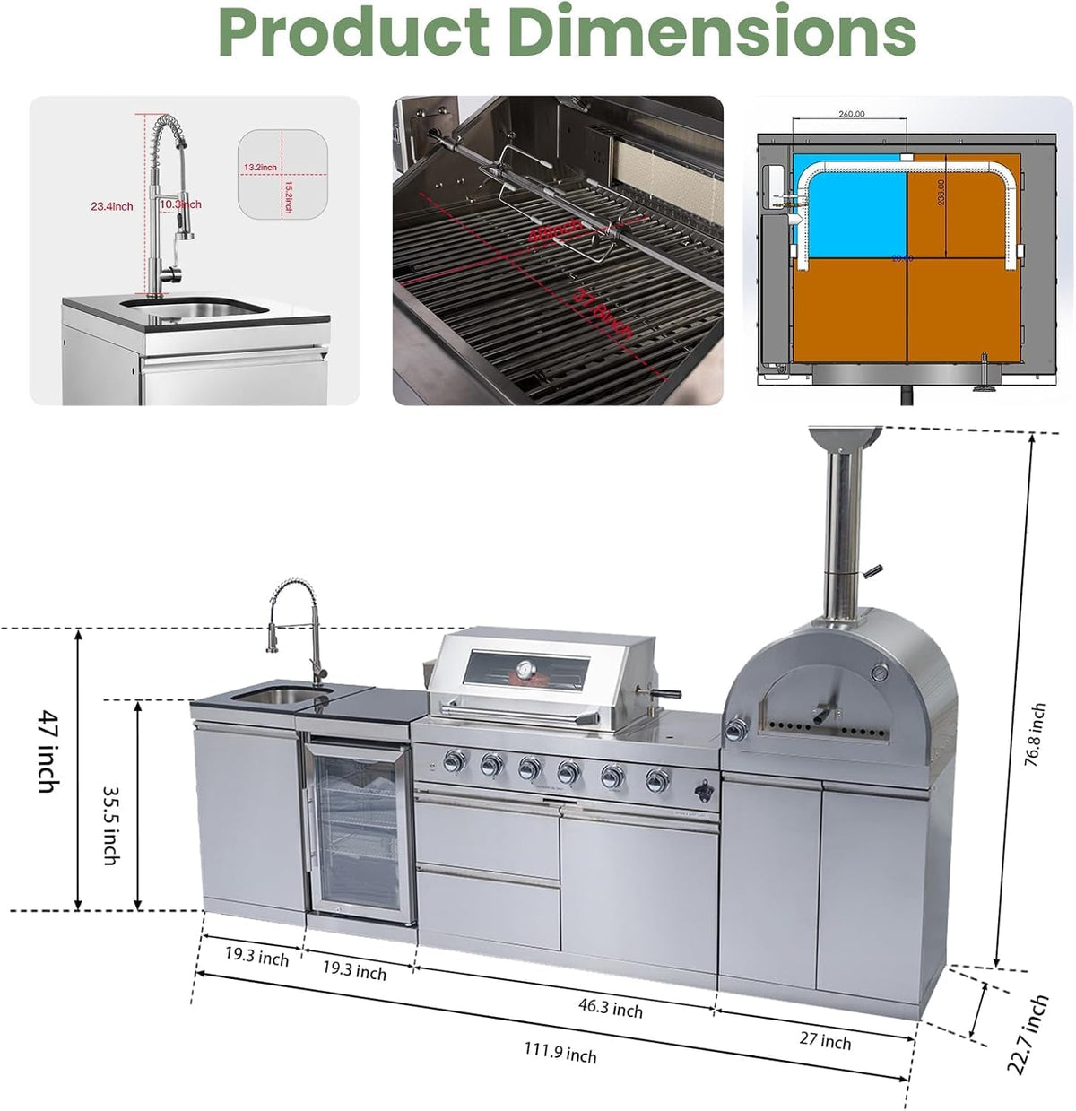 112-inch outdoor kitchen island detail 2