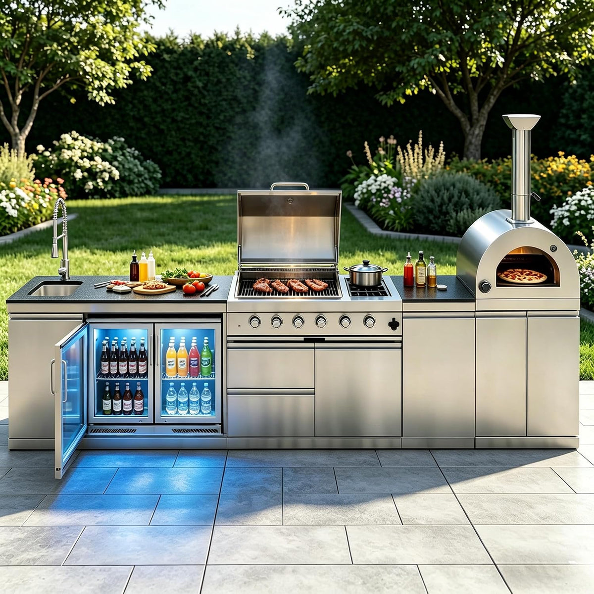 150-inch outdoor kitchen island