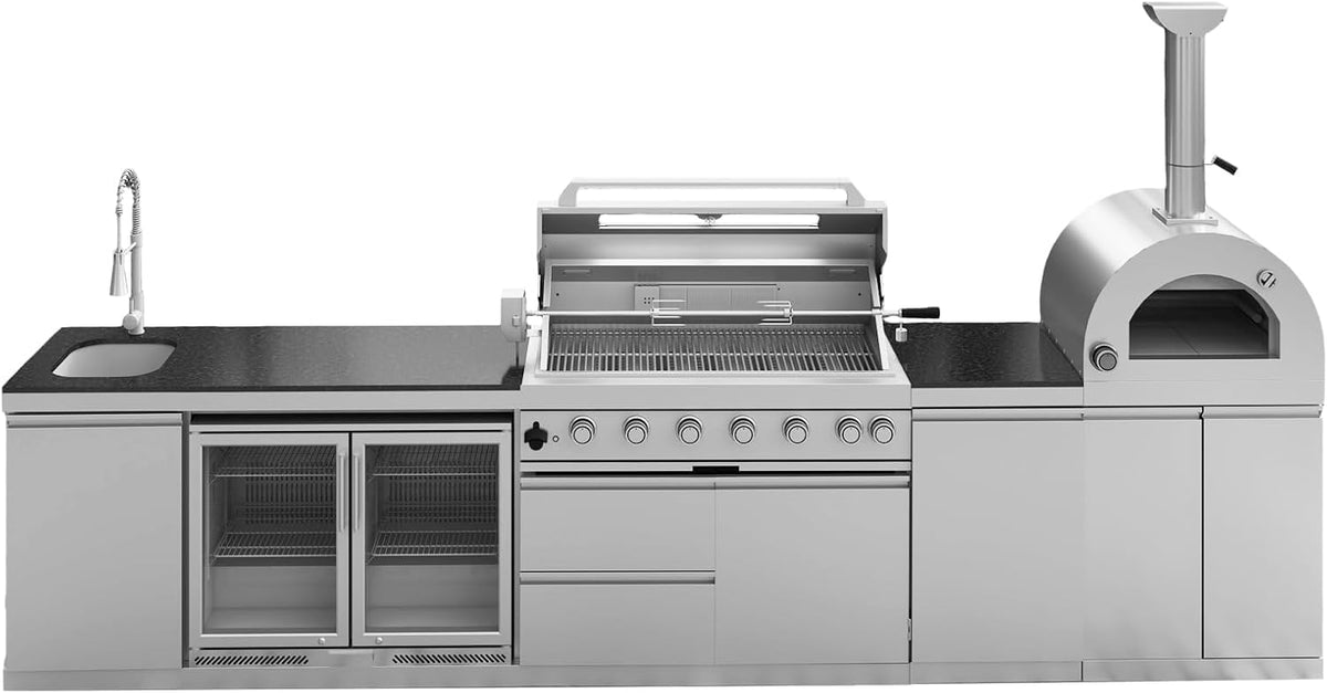 Outdoor kitchen island side view and construction