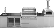 Outdoor kitchen island side view and construction