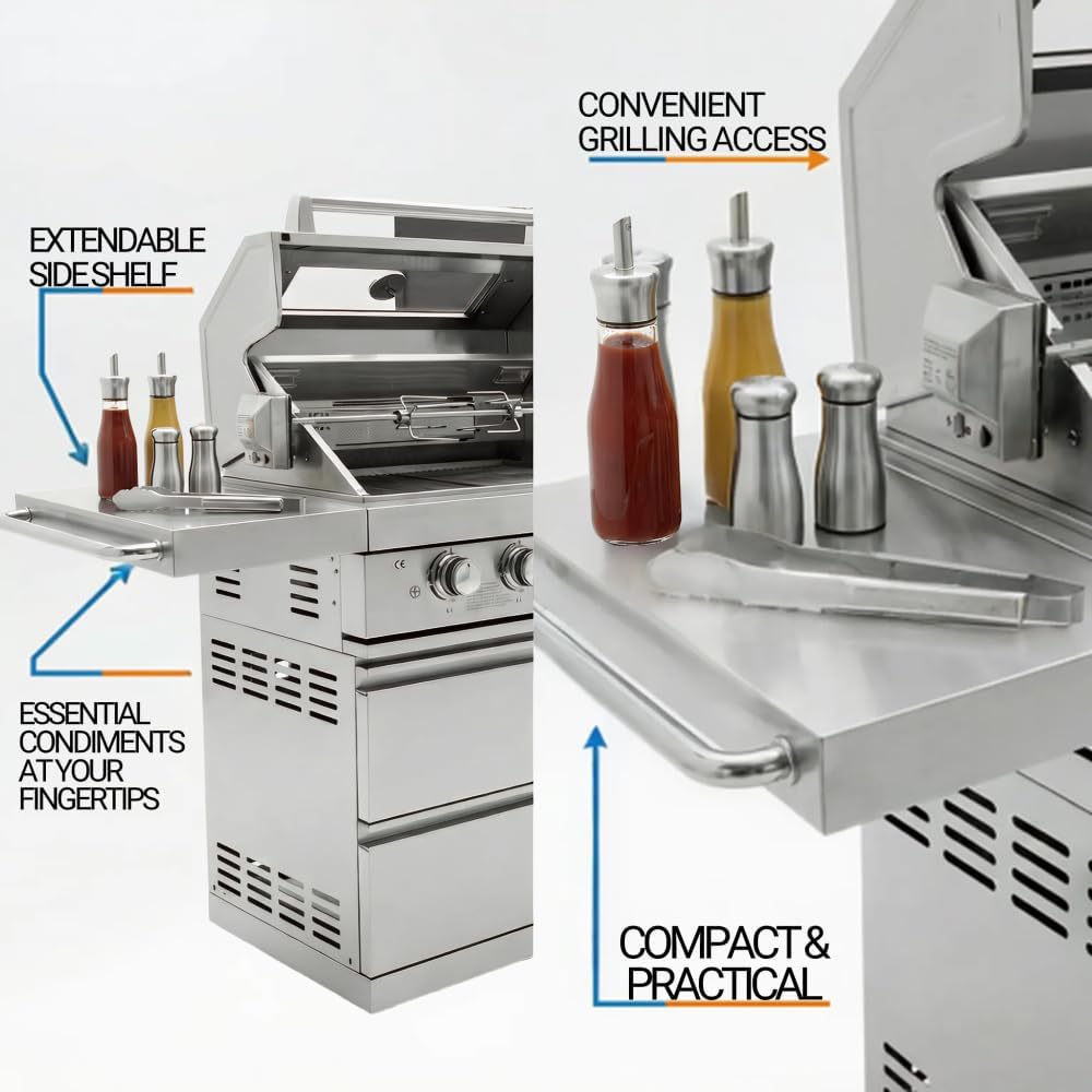 Compact BBQ Outdoor Kitchen Island with Rotisserie