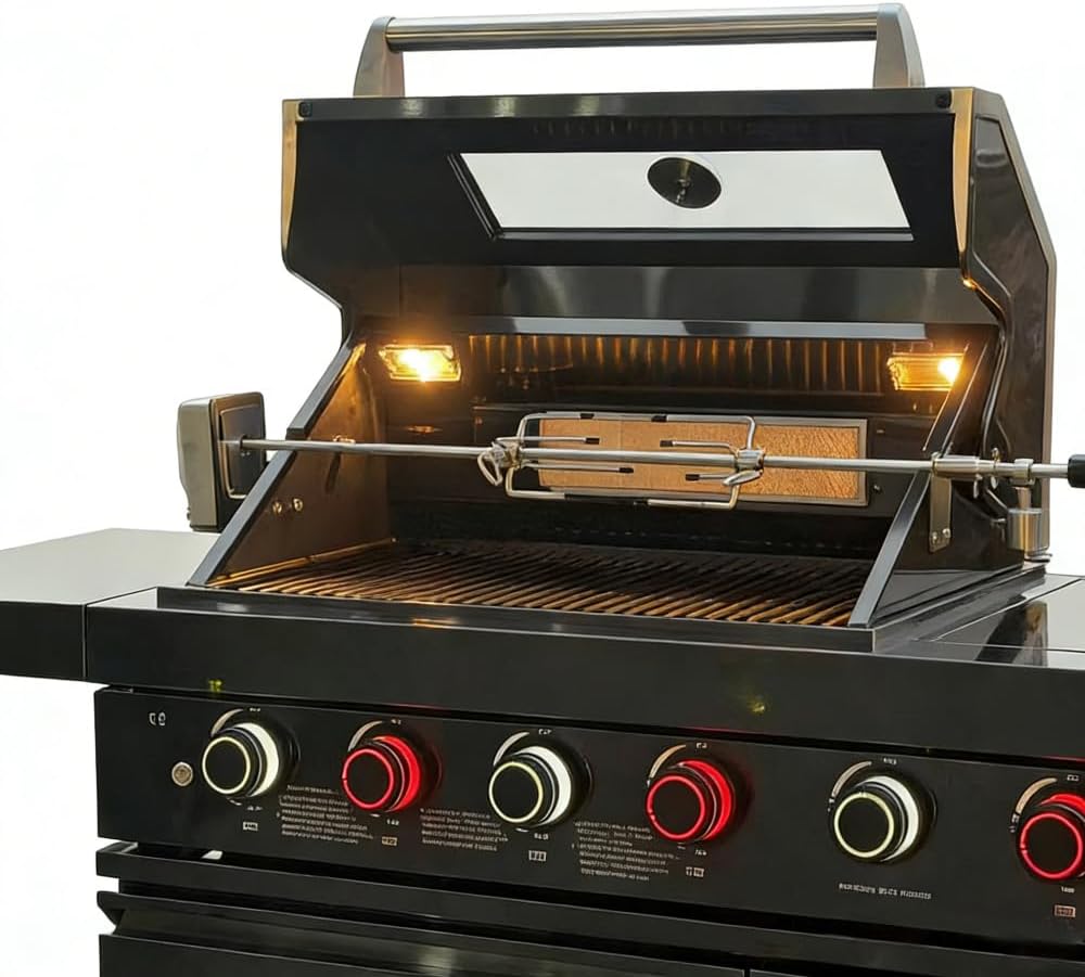 Compact BBQ Outdoor Kitchen Island with Rotisserie