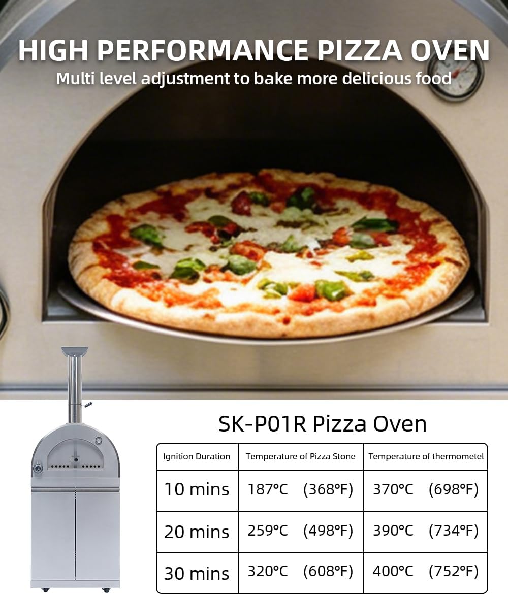 112" Outdoor Kitchen Island Kit with Pizza Oven & Refrigerator