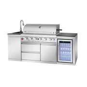 BBQ Outdoor Kitchen Island Grill Barbecue Modular Patio Kitchens Kits with Electric Rotisserie, Sink, fridge, and Burner for More than 15 People