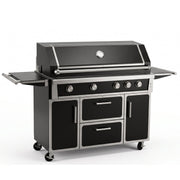Black outdoor kitchen island grill closed-lid front view