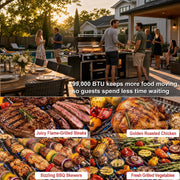 Black 71-inch outdoor grill 99,000 BTU cooking performance