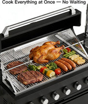BBQ Outdoor Kitchen Island Grill Barbecue Modular Patio Kitchens Kits with Electric Rotisserie, Sink, fridge, and Burner for More than 15 People