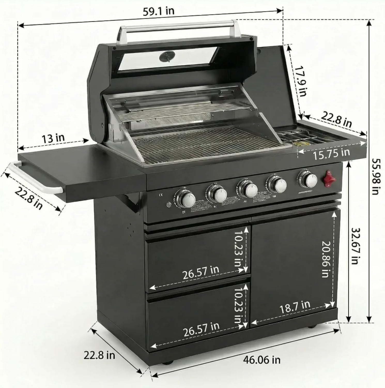 Compact BBQ Outdoor Kitchen Island with Rotisserie