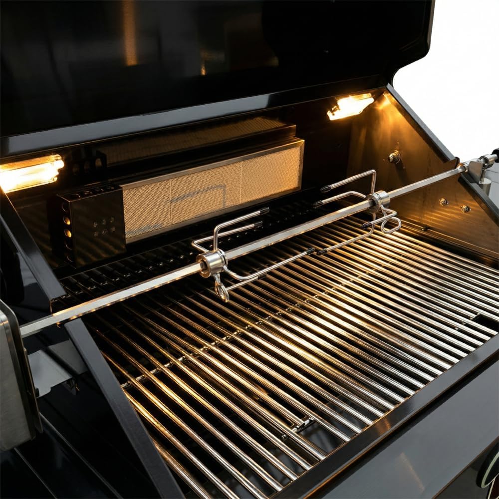 Compact BBQ Outdoor Kitchen Island with Rotisserie