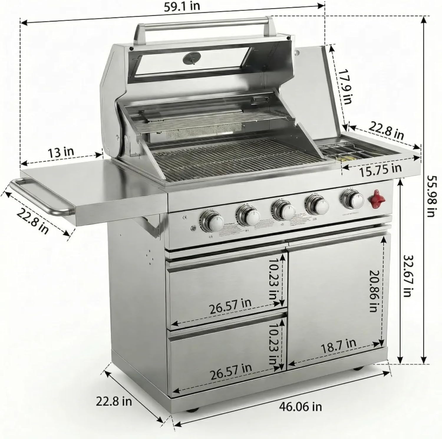 Compact BBQ Outdoor Kitchen Island with Rotisserie