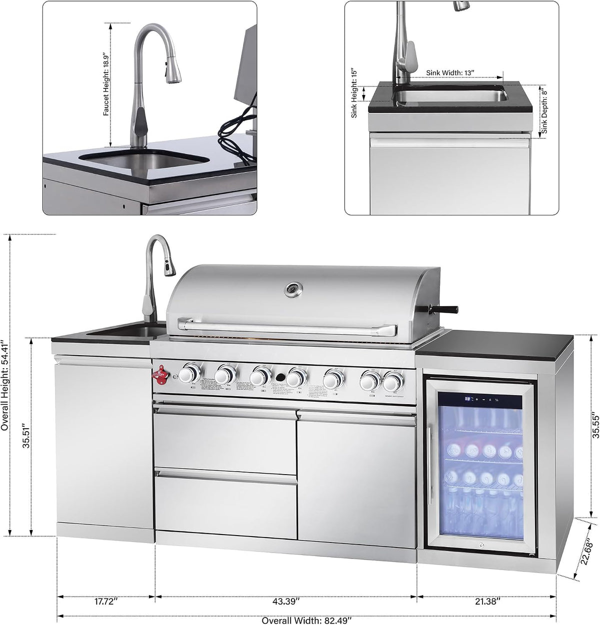 BAJINGGONG 82.5-inch silver outdoor kitchen image 2