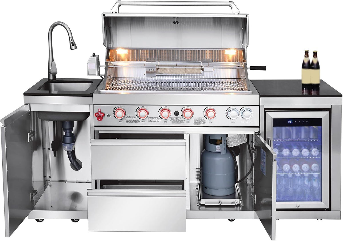 BAJINGGONG 82.5-inch silver outdoor kitchen image 5