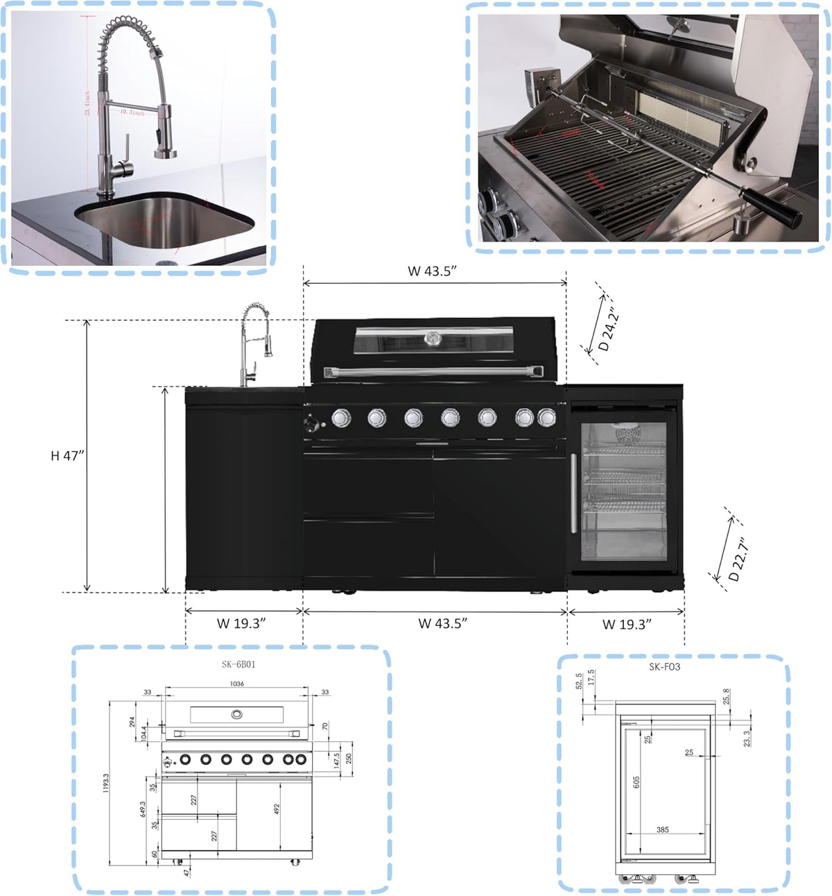 size-82 color-black BAJINGGONG outdoor kitchen image 2