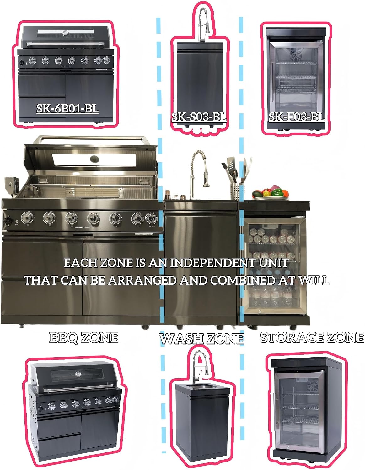 size-82 color-black BAJINGGONG outdoor kitchen image 3
