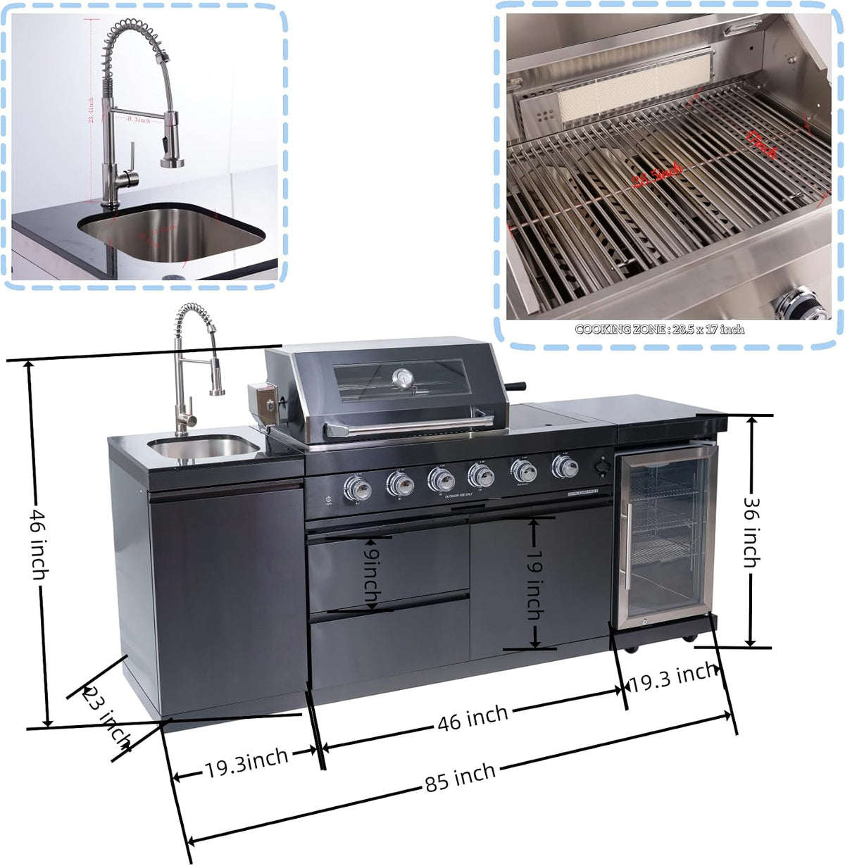size-85 color-black BAJINGGONG outdoor kitchen image 2