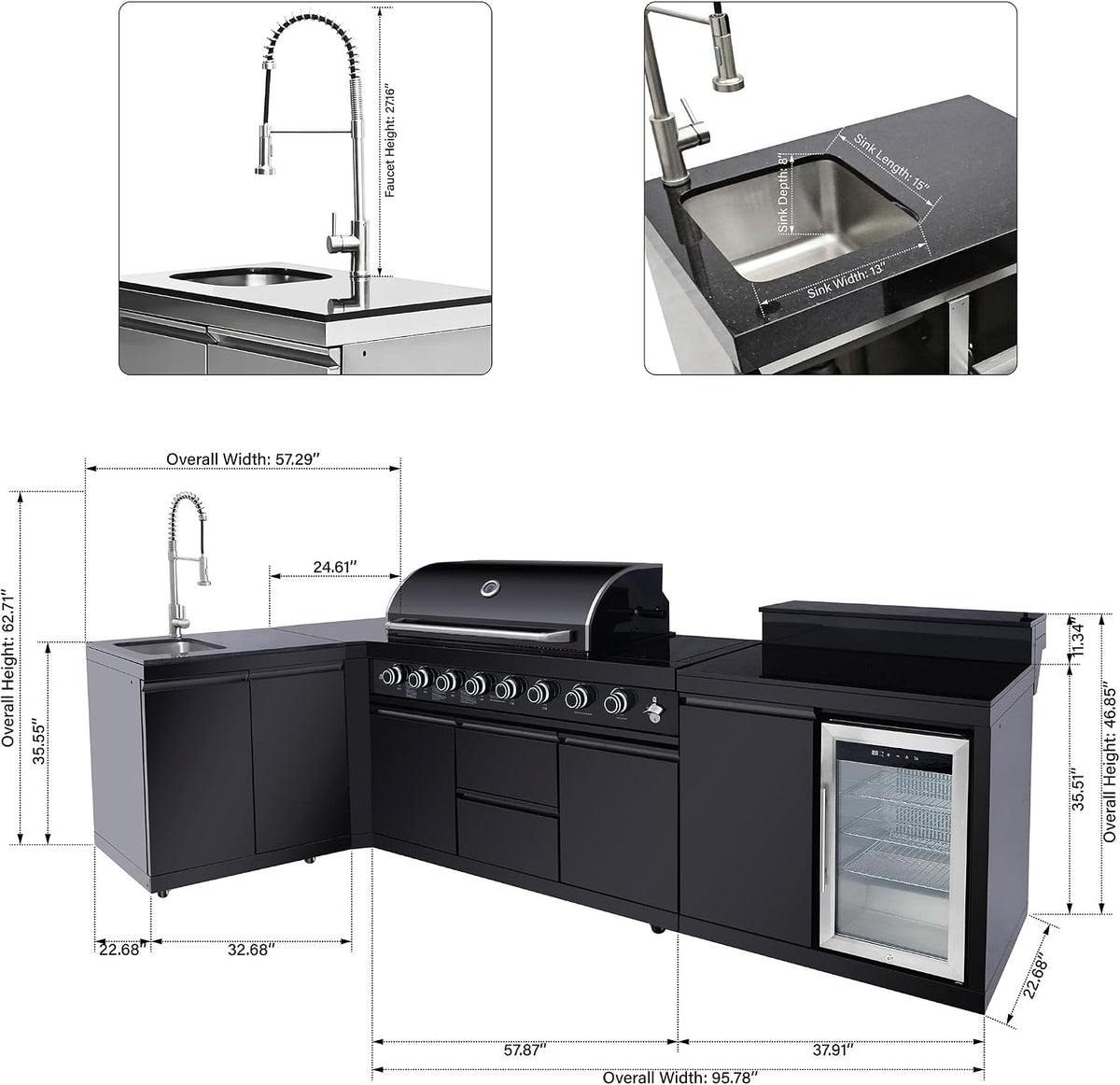 size-95-8 color-black BAJINGGONG outdoor kitchen image 2