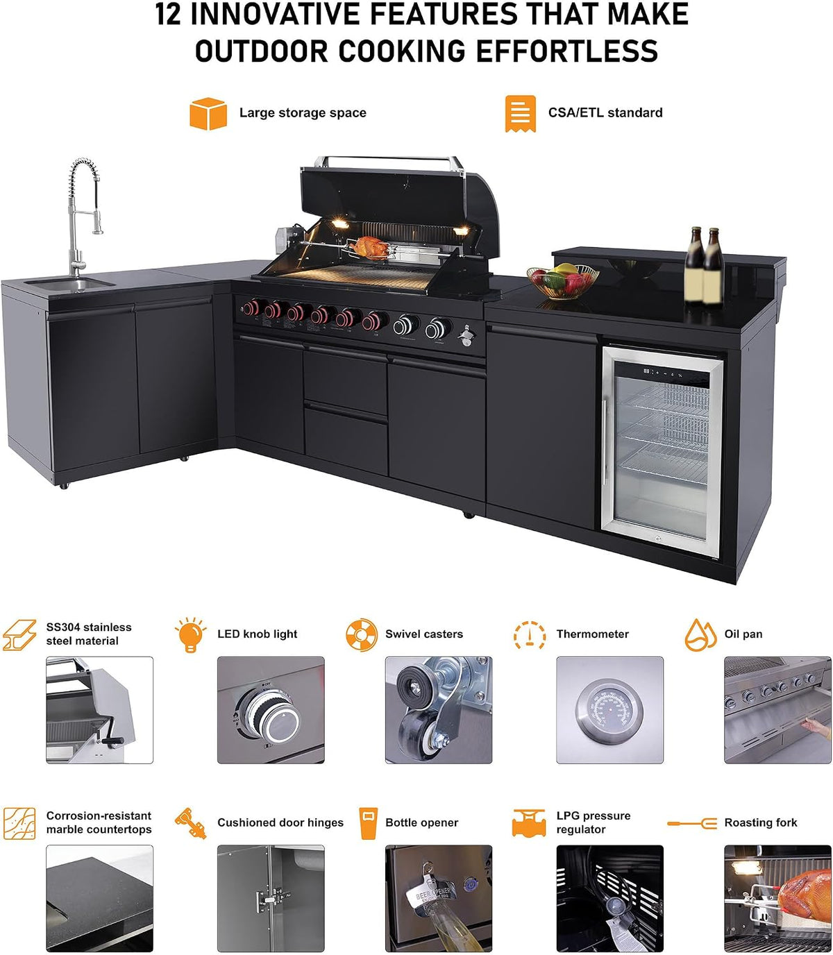 size-95-8 color-black BAJINGGONG outdoor kitchen image 3