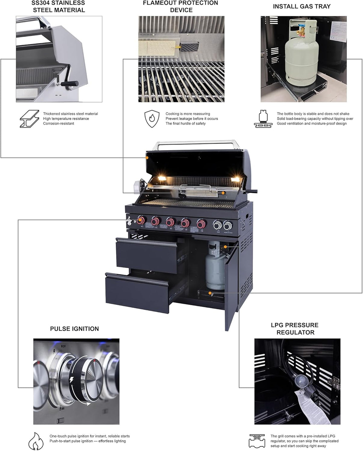 size-95-8 color-black BAJINGGONG outdoor kitchen image 6