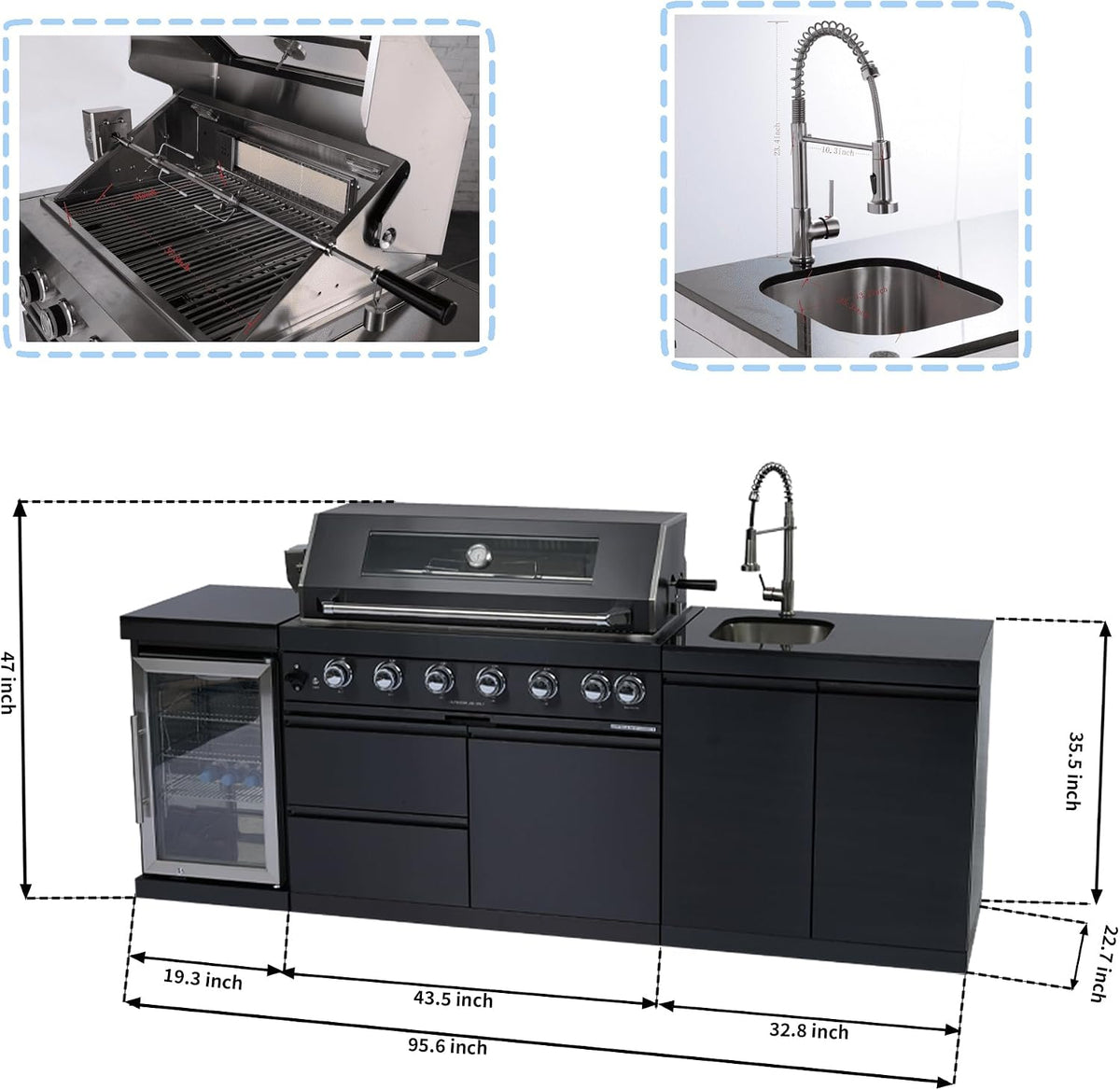 size-95 color-black BAJINGGONG outdoor kitchen image 2