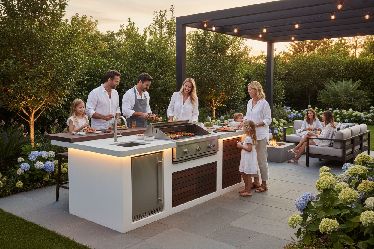 Family Outdoor BBQ Scene
