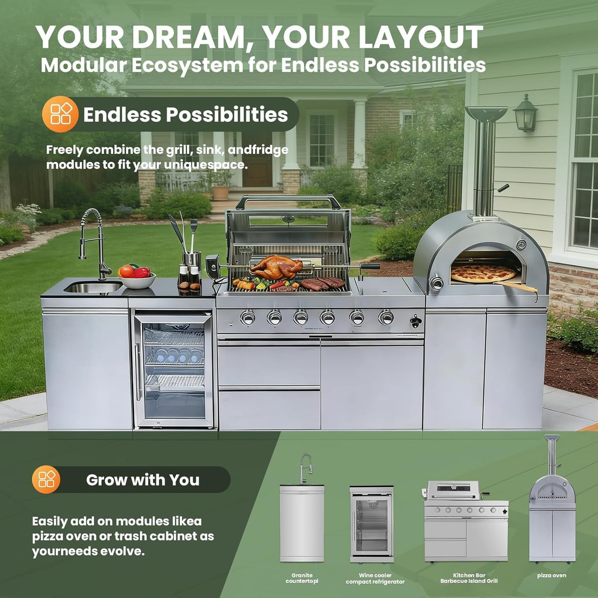 112-inch outdoor kitchen island detail 5