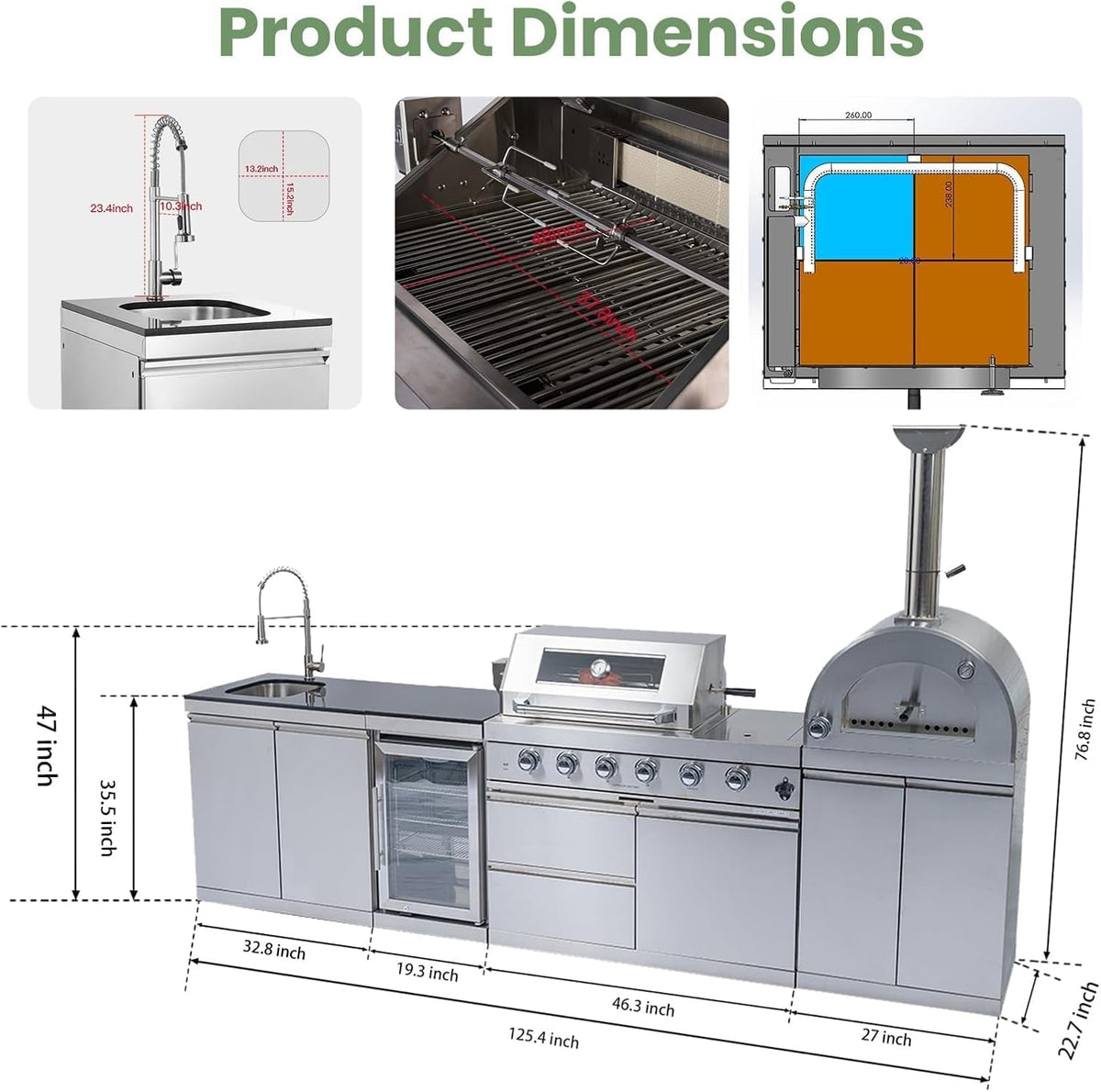 125-inch outdoor kitchen island detail 2