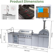 128-inch outdoor kitchen island detail 2