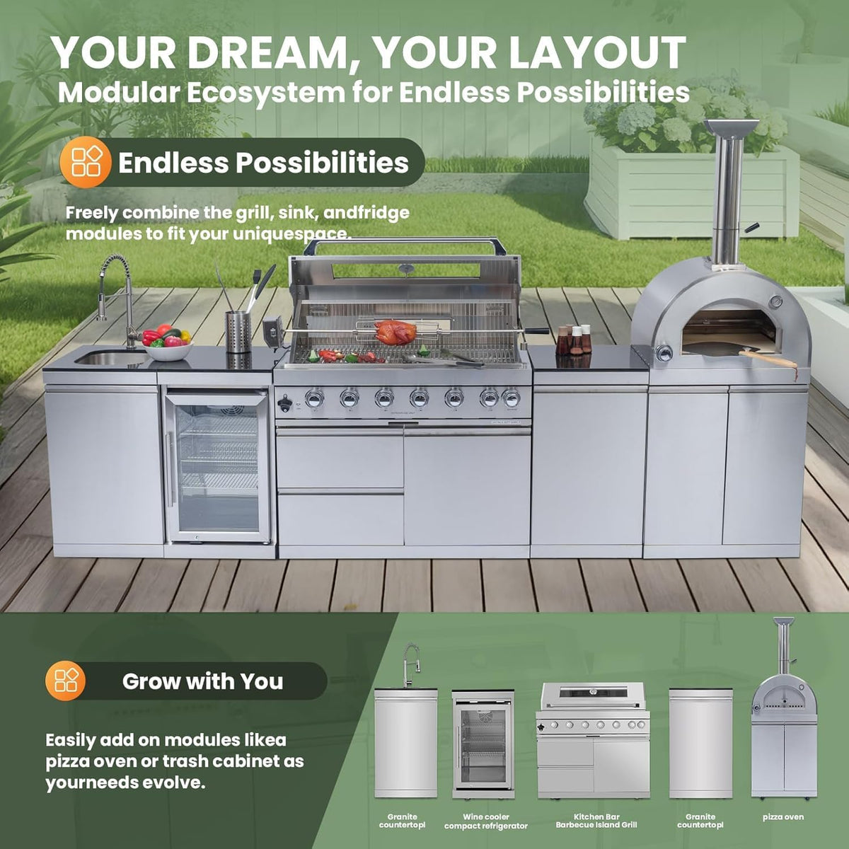 128-inch outdoor kitchen island detail 6